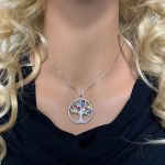 NANA Jewels Tree of Life Mother&#039;s Pendant 1-12 Stones with a 1mm 22&quot; Adj. Box Chain, in Sterling Silver, Solid 10K or 14K Gold