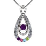 Yours Infinity Mother &amp; Child Birthstone Necklace w/ 1 to 12 Stones in Silver, 10K, or 14K Gold