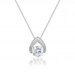 Ultimate Omega Dancing Stone Necklace Pure Brilliance Zirconia Sterling Silver with .8mm 22” Adj Box Chain