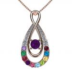 NANA Jewels &quot;Yours Infinity&quot; Mother &amp; Child Pendant-Necklace,1 to12 Birthstones, in Sterling Silver, 10K or 14K Gold, with a 1mm 22&quot; Adjustable Box Chain