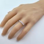 Lucita Anniversary Ring Simulated Diamond Zirconia Wedding Band 5 Stone 3.5mm Sterling Silver or 10K Gold