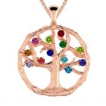 NANA Jewels Tree of Life Mother&#039;s Pendant 1-12 Stones with a 1mm 22&quot; Adj. Box Chain, in Sterling Silver, Solid 10K or 14K Gold