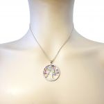 NANA Jewels Tree of Life Mother&#039;s Pendant with a CZ Bezel 1-13 Stones w/1mm 22&quot; Adj. Box Chain, in Sterling Silver, Solid 10K or 14K Gold