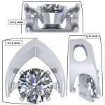 NANA Omega Dancing Stone Necklace Sterling Silver &amp; Pure Brilliance CZ with 0.8mm 22&quot; Adj Box Chain