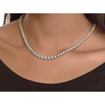 Sterling Silver &amp; Graduated CZ 3/prong Tennis Necklace, 18&quot;, White, Yellow or Rose Gold Plated