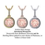 1.00ct Pure Brilliance Zirconia Simulated Morganite Halo Necklace in Gold Plated Sterling Silver