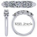 Lucita Anniversary Ring Simulated Diamond Zirconia Wedding Band 5 Stone 3.5mm Sterling Silver or 10K Gold