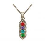 NANA Jewels Halo Tower Mother&#039;s Necklace w/ 3 to 6 Simulated Birthstones in Silver, 10K, or 14K Gold