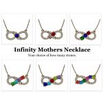 NANA Jewels Infinity Mothers Birthstone Necklaces for Women w/ 1 to 6 Stones in Sterling Silver, 10K, or 14K Gold