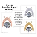 NANA Omega Dancing Stone Necklace Sterling Silver &amp; Swarovski CZ with 0.8mm 22&quot; Adj Box Chain