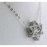 Star of David Dancing Stone Necklace Pendant in Sterling Silver made w/Pure Brilliance Zirconia, Chain Attached