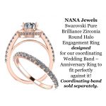 NANA Jewels Round Cut Halo Style Engagement Ring made with 8mm Pure Brilliance Zirconia Center