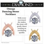 NANA Omega Dancing Stone Necklace Sterling Silver &amp; Pure Brilliance CZ with 0.8mm 22&quot; Adj Box Chain