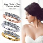 Lucita Anniversary Ring Simulated Diamond Zirconia Wedding Band 5 Stone 3.5mm Sterling Silver or 10K Gold