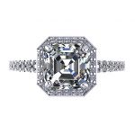 NANA Jewels Asscher Cut Halo Style Engagement Ring made with 7mm Pure Brilliance Zirconia Center