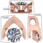 NANA Omega Dancing Stone Necklace Sterling Silver &amp; Pure Brilliance CZ with 0.8mm 22&quot; Adj Box Chain