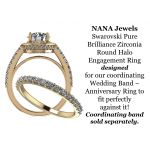 NANA Jewels Round Cut Halo Style Engagement Ring made with 8mm Pure Brilliance Zirconia Center