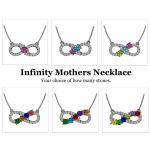 NANA Jewels Infinity Mothers Birthstone Necklaces for Women w/ 1 to 6 Stones in Sterling Silver, 10K, or 14K Gold