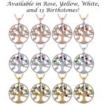 NANA Jewels Tree of Life Mother&#039;s Pendant with a CZ Bezel 1-13 Stones w/1mm 22&quot; Adj. Box Chain, in Sterling Silver, Solid 10K or 14K Gold