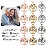NANA Jewels Tree of Life Mother&#039;s Pendant 1-12 Stones with a 1mm 22&quot; Adj. Box Chain, in Sterling Silver, Solid 10K or 14K Gold