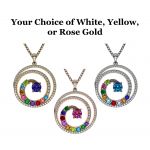 NANA Jewels Swirl Birthstone Mothers Necklace For Women w/ 1 to 9 Birthstones in Silver, 10K, or 14K Gold