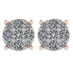 Diamond Stud Earrings 9stone Cluster 14kt Gold-Lab Created Diamonds-1 carat to 4 carat total weight look
