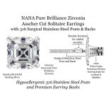 NANA Jewels Sterling Silver Asscher-Cut Pure Brilliance Zirconia Stud Earrings,(4 cttw) Hypoallergenic