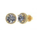 NANA Jewels Round Halo Stud Earrings Sterling Silver-Pure Brilliance Zirconia-hypoallergenic 1.00ct to 4.50ct