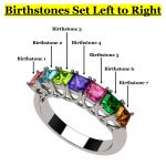NANA Jewels Asscher Cut Lucita Style 1 to 7 Birthstones - Mother&#039;s Birthstone Ring in Sterling Silver, 10k or 14k Gold