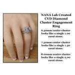 NANA Jewels Lab Created CVD Diamond Cluster Engagement Ring 10kt Gold