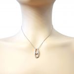 &quot;U&quot; Shape Dancing Stone Necklace Pendant in Sterling Silver made with Pure Brilliance Zirconia
