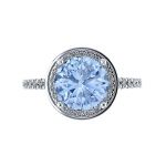 2.00ct Simulated Aquamarine Halo Engagement Ring in Pure Brilliance Zirconia &amp; Solid 925 Sterling Silver