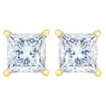 CVD Lab Grown Princess Diamond Studs Earrings(G-H Color VS-SI)14K Solid Gold sturdy mounting Free Returns