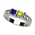 NANA Jewels S-Bar w/Sides Couple&#039;s Ring with Simulated Birthstones in Sterling Silver, 10K or 14K Solid GOLD