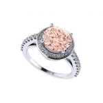 2.00ct Simulated Morganite Round Halo Engagement Ring w/ Pure Brilliance Zirconia in Sterling Silver