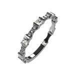 NANA  Sterling Silver Stackable Birthstone Ring Band w/Princess Cut Simulated Birthstones, Gold Plated