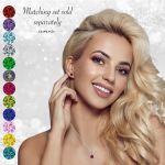 Customizable Halo Birthstone Stud Earrings, Solid 925 Sterling Silver w/Pure Brilliance Zirconia - Hypoallergenic