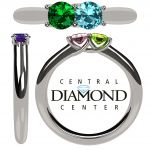 NANA Lucita Couples Ring w/ 2 Simulated Birthstones in Sterling Silver, 10K or 14K Gold