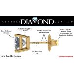 14K Gold Posts &amp; Sterling Silver Princess Cut CZ Stud Earrings w/ Pure Brilliance Zirconia, 1.50-4.00ctw