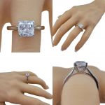 NANA Jewels Cushion Cut Simulated Diamond Solitaire Engagement ring Lucita style 1.5 to 3.0 carat Pure Brilliance Zirconia