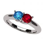 NANA Lucita Couples Ring w/ 2 Simulated Birthstones in Sterling Silver, 10K or 14K Gold