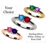 Lucita Couples Ring w/ 2 Simulated Birthstones in Sterling Silver, 10K or 14K Gold