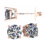 14K Solid Gold Post &amp; Sterling Silver 4 Prong Pure Brilliance Zirconia CZ Stud Earrings 1.00ctw - 8.00ctw