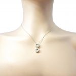 Round Double Halo Dancing Stone Necklace w/Pure Brilliance Zirconia in Gold Plated Sterling Silver
