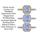 2.00ct Simulated Aquamarine Halo Engagement Ring in Pure Brilliance Zirconia &amp; Solid 925 Sterling Silver