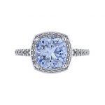 2.00ct Simulated Aquamarine Halo Engagement Ring in Pure Brilliance Zirconia &amp; Solid 925 Sterling Silver