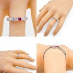 NANA Princess w/Side CZ Couples 2 Stone Ring w/Simulated Birthstones in Silver, 10K or 14K Gold