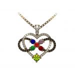 NANA Jewels Infinity Love Mother &amp; Child Necklace w/ 1-5 Simulated Birthstones in Silver, 10K, or 14K Gold (B)