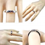 NANA Straight Bar Couples 2 Stone Ring w/Simulated Birthstones in Silver, 10K or 14K Gold