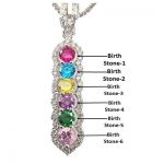 NANA Jewels Halo Tower Mother&#039;s Necklace w/ 3 to 6 Simulated Birthstones in Silver, 10K, or 14K Gold